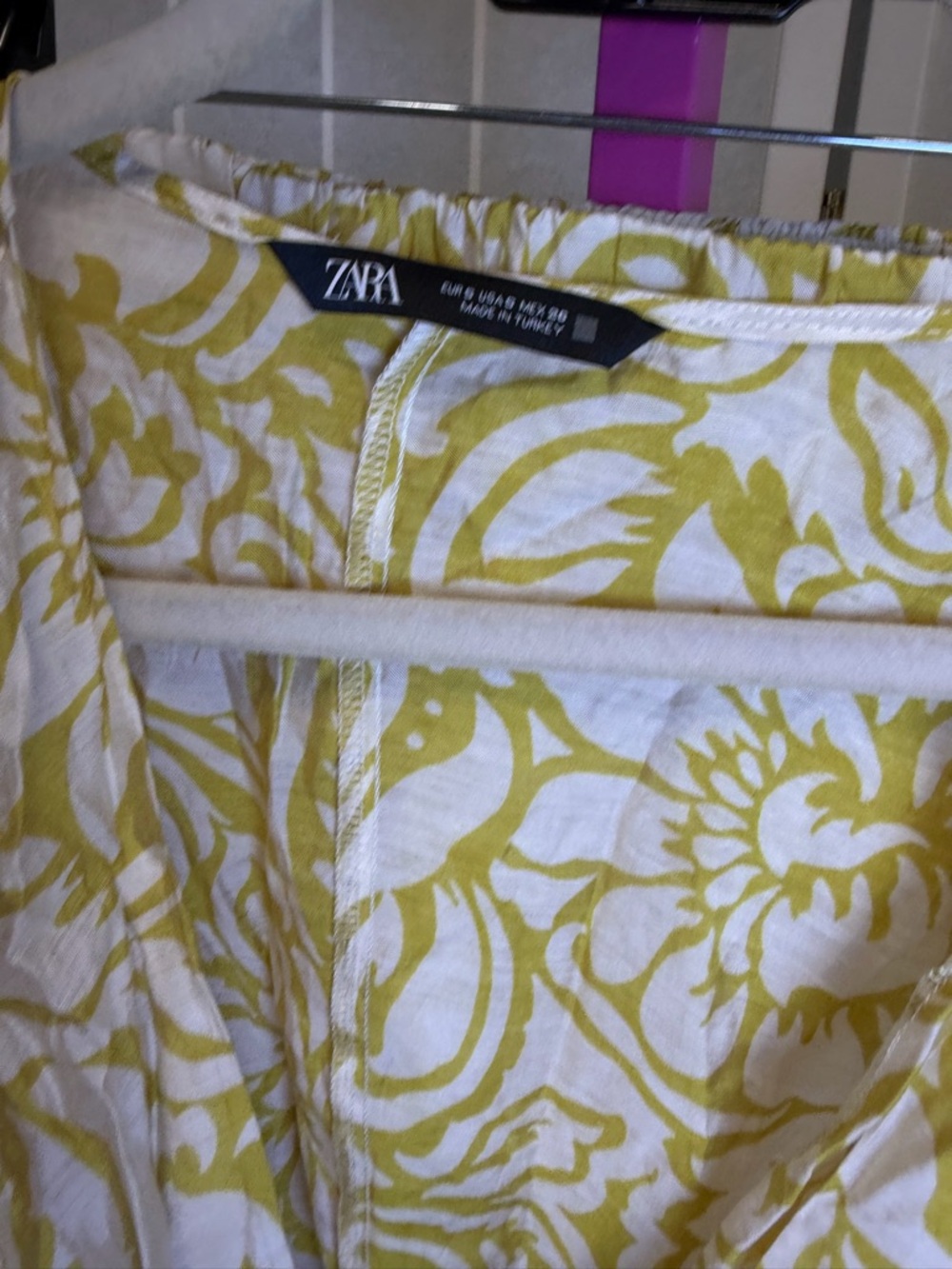 ZARA Yellow Floral Print Lightweight Skirt - Picture 5 of 7